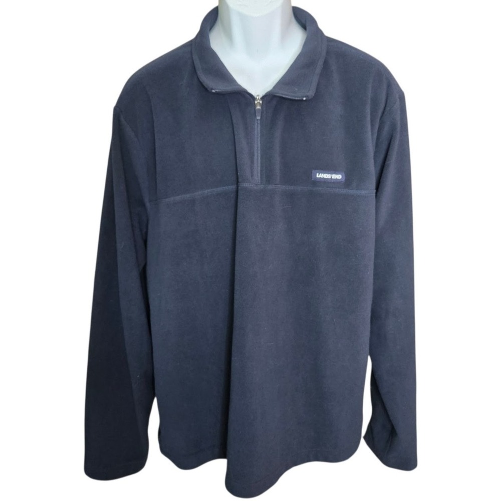 Lands End Mens Anyweather Fleece Outdoors Quarter Zip Pullover Size XXL Hiking